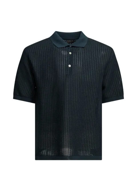 BEAMS PLUS open-knit short-sleeve polo shirt Blue 3802003915679