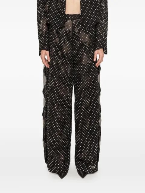 NISSA embellished lace palazzo pants Black RPS16692
