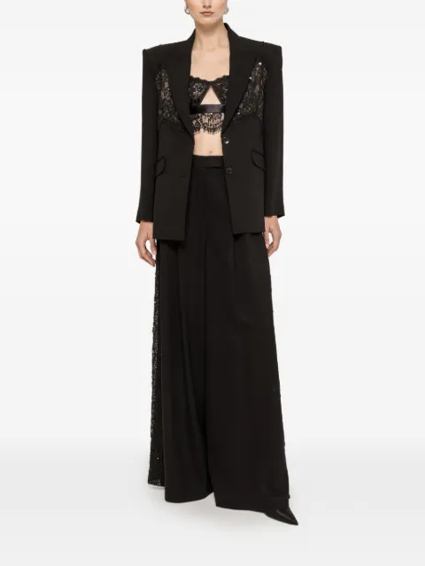 NISSA lace-insert sequin-embellished blazer Black RSS1363