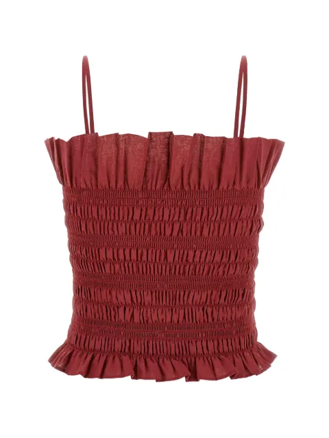 THE ANDAMANE Suri smocked ruffled top Red TM190955ATNC108620