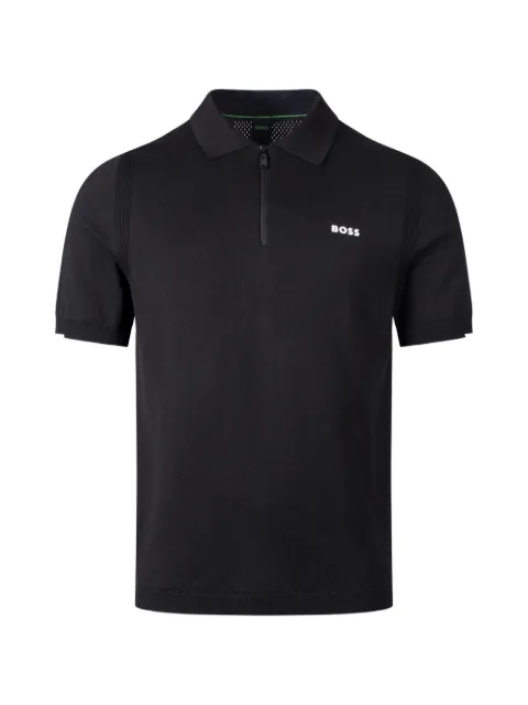 BOSS logo-print quarter-zip T-shirt Black 50558344