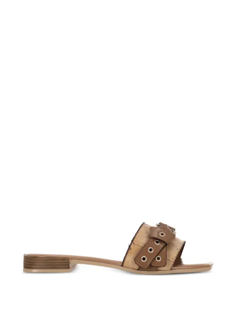 ALVIERO MARTINI 1° CLASSE Geo Map print buckle-fastening sandals Brown 1378578B0970