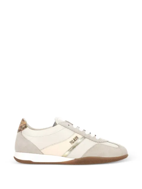 ALVIERO MARTINI 1° CLASSE Geo Map-print panelled sneakers Neutrals 1454630B0905