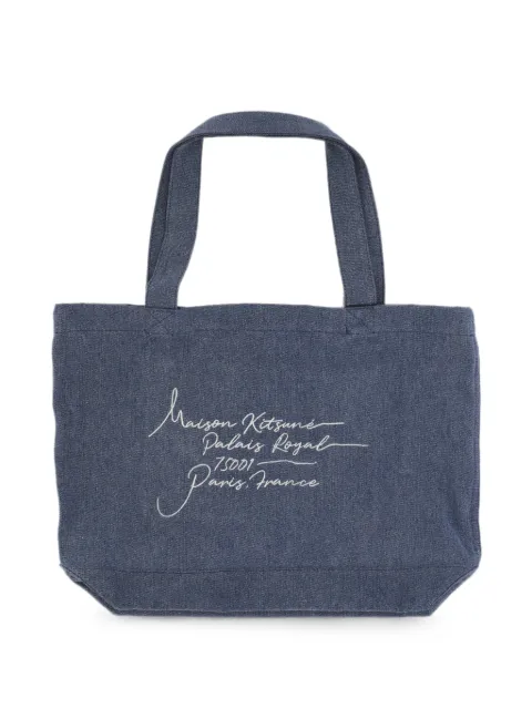 Maison Kitsuné logo denim tote bag Blue QU05119WW9042
