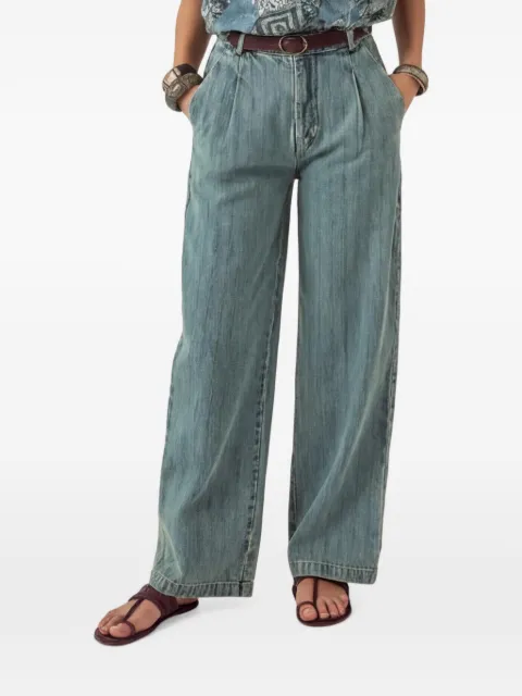 MAISON HOTEL Lucky stripe-pattern jeans Blue LUCKY
