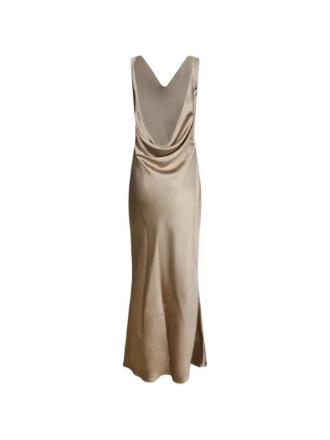 Blanca Vita maxi cowl-neck draped-back dress Neutrals ALIFAX2604PLATINO