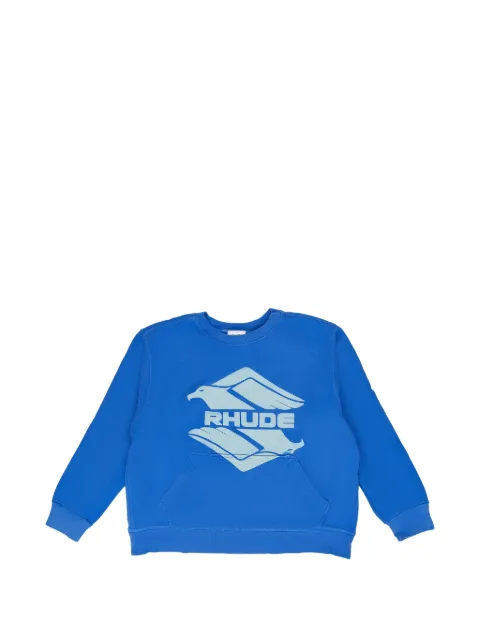 RHUDE logo-print elbow-patch sweater Blue RHDMHDS1937