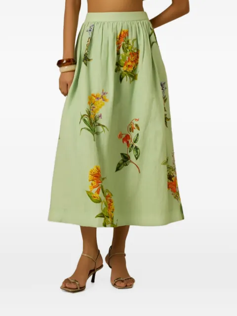 Hemant And Nandita Baku floral-print pleated midi skirt Green HNBAKU6198