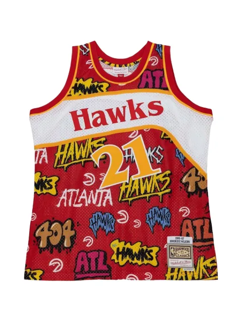 Mitchell & Ness Atlanta Hawks 1986 Dominique Wilkins Slap Sticker Swingman vest Red TFSM4768AHA86DWIRED1