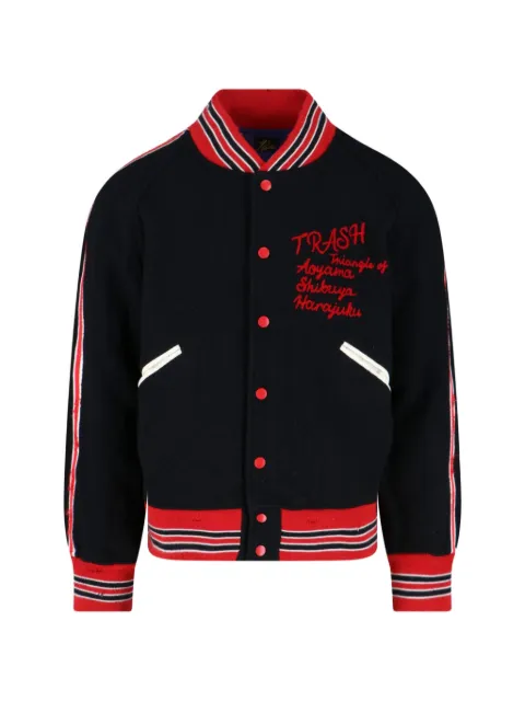 Needles logo-embroidered bomber jacket Black RW168