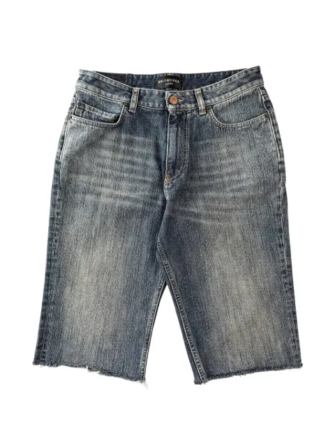 Balenciaga faded raw-cut denim shorts Blue TF55753212TNW654036