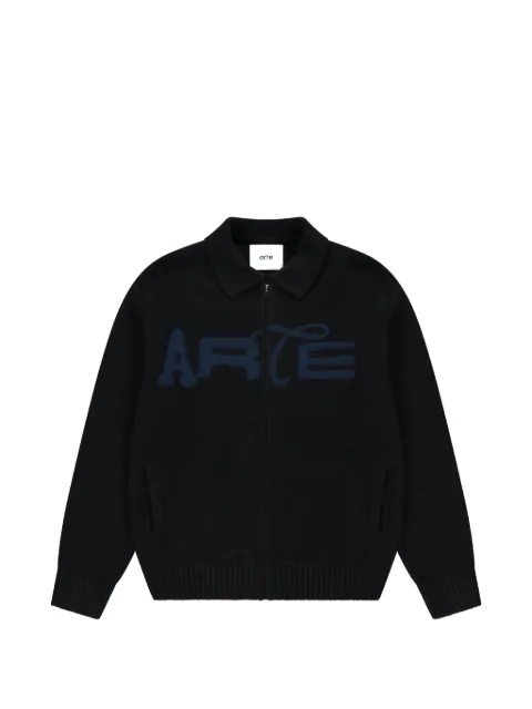 Arte Antwerp logo-embroidered zip-up cardigan Black AW26021K