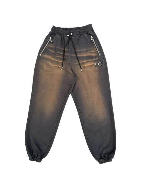 THUG CLUB washed logo-plate track pants Grey TC26PT03