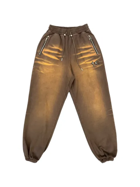 THUG CLUB washed-effect track pants Brown TC26PT0302