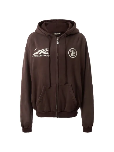 HELLSTAR logo-print zip-up hoodie Brown HSR294