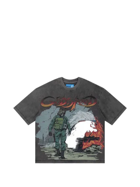 GODSPEED Khaos graphic-print washed T-shirt Grey GS279
