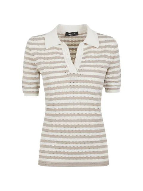 Fabiana Filippi striped sequin-embellished polo top Neutrals MAD276F474M166