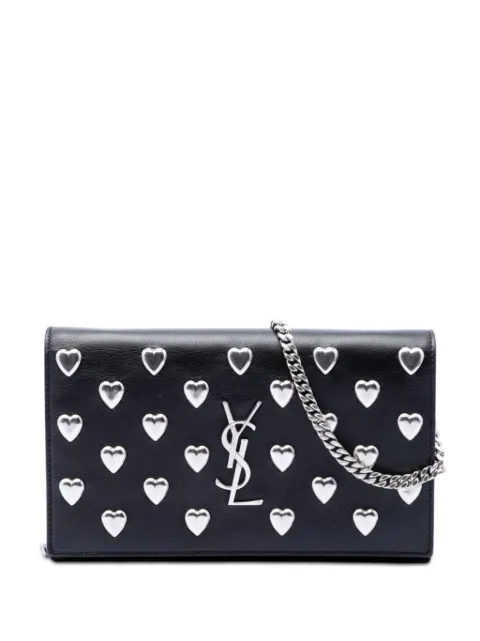 Saint Laurent Pre-Owned 2016 Medium Calfskin Monogram Heart Studded Kate crossbody bag Black GT7GWWP1OXZEXRQL