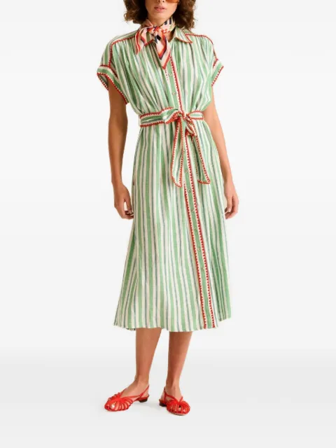 Carolina K Valerie stripe-pattern midi dress Green 226D40