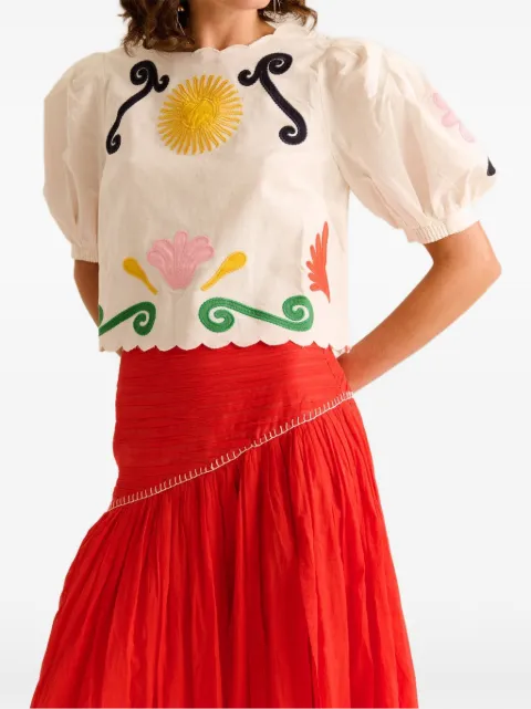 Carolina K Lara embroidered scallop-edge top White 226SA01