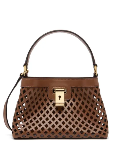 Bally Lock Me mini bag in laser-cut leather Brown WAM04BVTA59