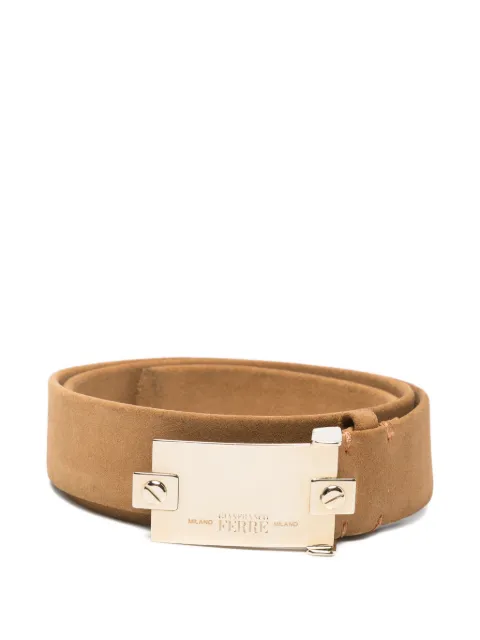 Gianfranco Ferré Pre-Owned 2000s plaque-buckle suede belt Brown GF180BLU