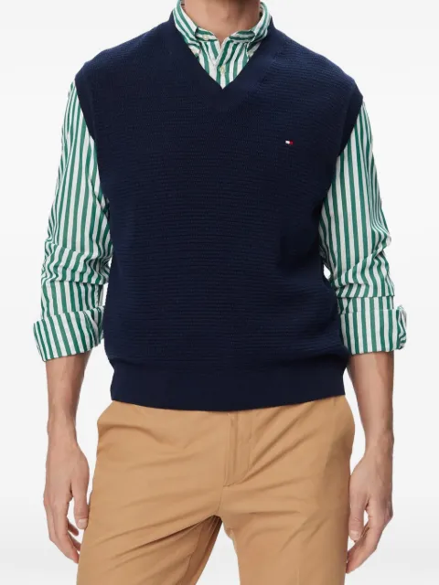 Tommy Hilfiger textured-knit V-neck sweater vest Blue MW0MW43244