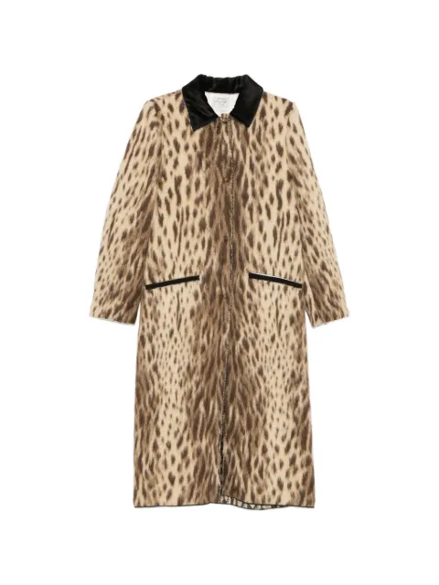Forte Forte animal-print contrast-collar coat Neutrals 15302MYCOAT