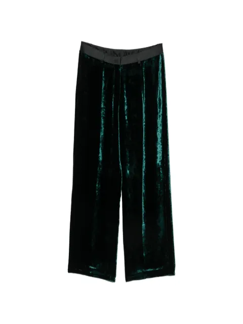 Forte Forte crushed-velvet wide-leg trousers Green 15345MYPANTS