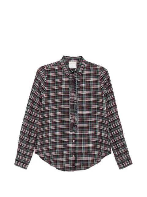 Forte Forte ruffled-trim tartan-print shirt Blue 15343MYSHIRT