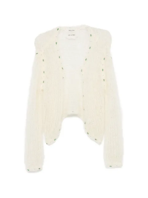Forte Forte open-knit bead-embellished cardigan Neutrals 15457MYKNIT