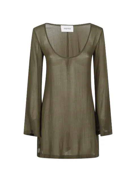 Anemos scoop-neck long-sleeve mini dress Green ANEBSTUCGA