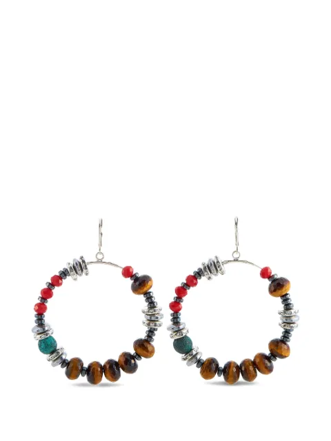 King Baby hematite beaded hoop earrings Silver K609119