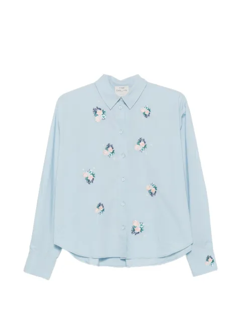 Forte Forte floral-embroidered long-sleeve shirt Blue 15326MYSHIRT