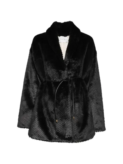 Forte Forte chevron-patterned belted coat Black 15300MYCOAT