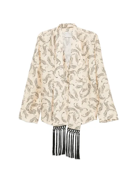 Forte Forte leopard-print fringed-scarf shirt Neutrals 15419MYSHIRT