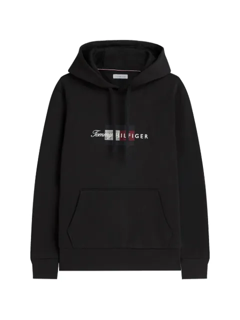 Tommy Hilfiger logo-print drawstring hoodie Black MW0MW43220