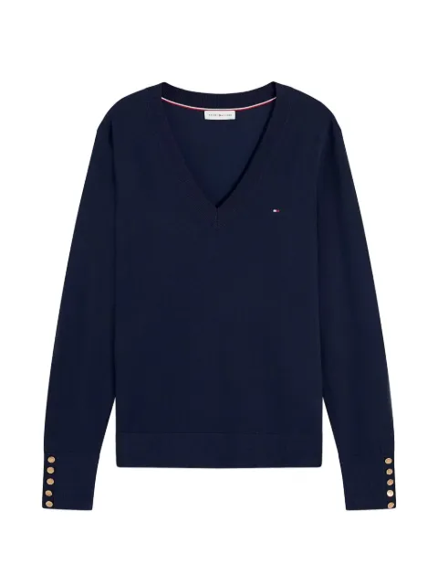 Tommy Hilfiger button-cuff V-neck sweater Blue WW0WW40098