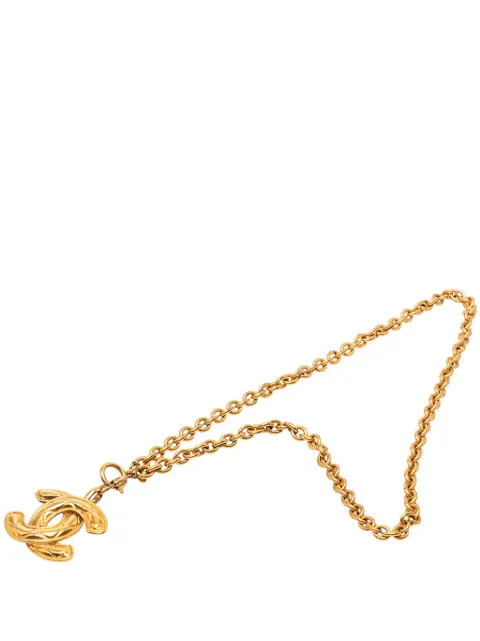 CHANEL Pre-Owned 1970-1980 CC Gold Plated Quilted Pendant Necklace costume necklace Gold TJ0XB7C0BWQSH8A7