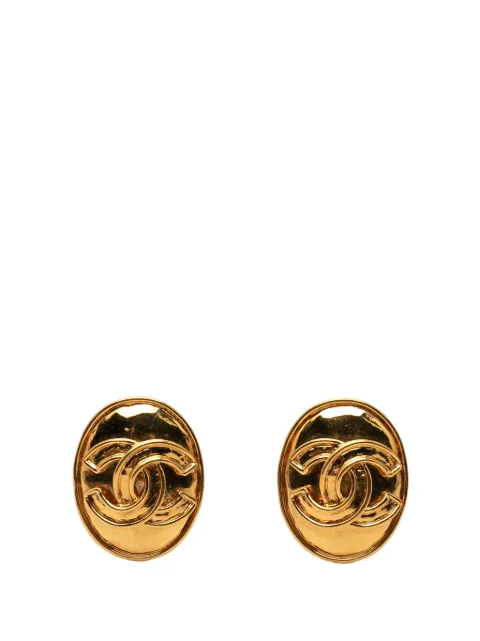 CHANEL Pre-Owned 1994 CC Gold Plated Oval Clip on Earrings costume earrings Gold FPWXNBF9WA6YC2MN