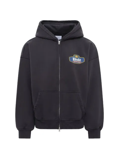 RHUDE Racing Crest zip-up hoodie Grey RHSS26HO100126197