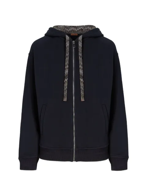 Missoni zigzag-trim zip-up hoodie Blue US26SW02BJ00QH