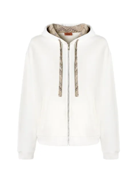 Missoni Zigzag-knit drawstring hoodie Neutrals US26SW02BJ00QH