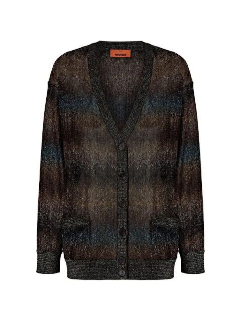 Missoni zigzag-pattern metallic-thread cardigan Brown DS26SM04BR014S