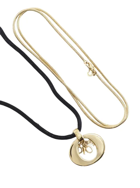 Christian Dior Pre-Owned 20th Century Convertible Gold Plated Logo Oval Pendant Necklace costume necklace Gold ZHDKS8T59MZXHWV7
