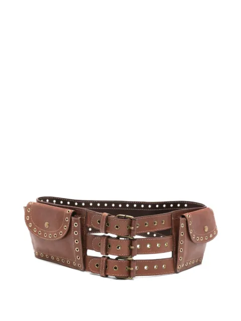 Gianfranco Ferré Pre-Owned 2000 eyelet-embellished triple-strap belt Brown GF390BLO