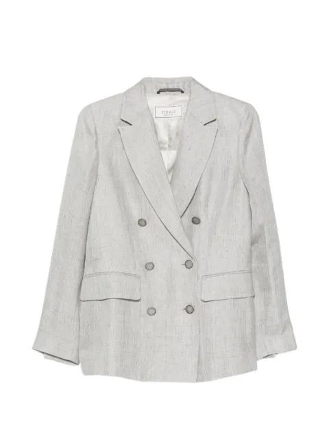 Peserico double-breasted long-sleeve linen blazer Grey S0123105426
