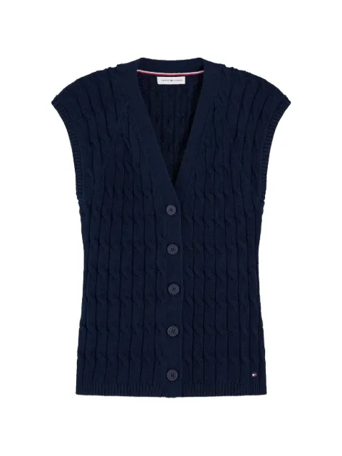 Tommy Hilfiger cable-knit sleeveless cardigan Blue WW0WW50075