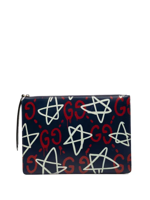 Gucci Pre-Owned 2000-2015 Calfskin Gucci Ghost clutch bag Blue 6F04VV61PU25OYT5