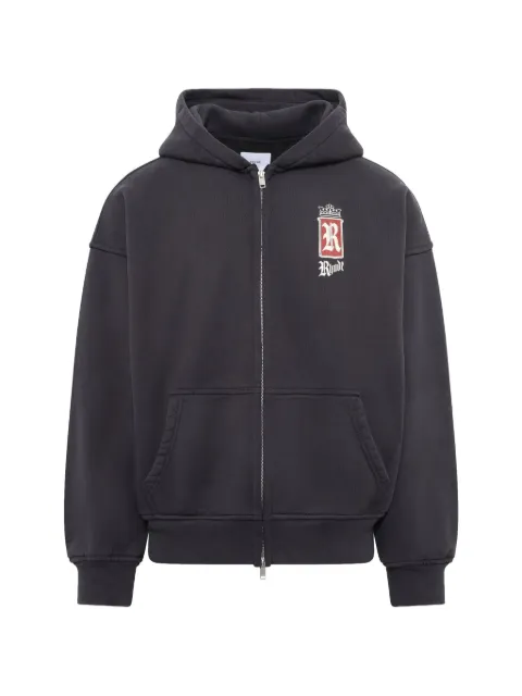 RHUDE Fumar 91 logo-print zip-up hoodie Grey RHSS26HO09012